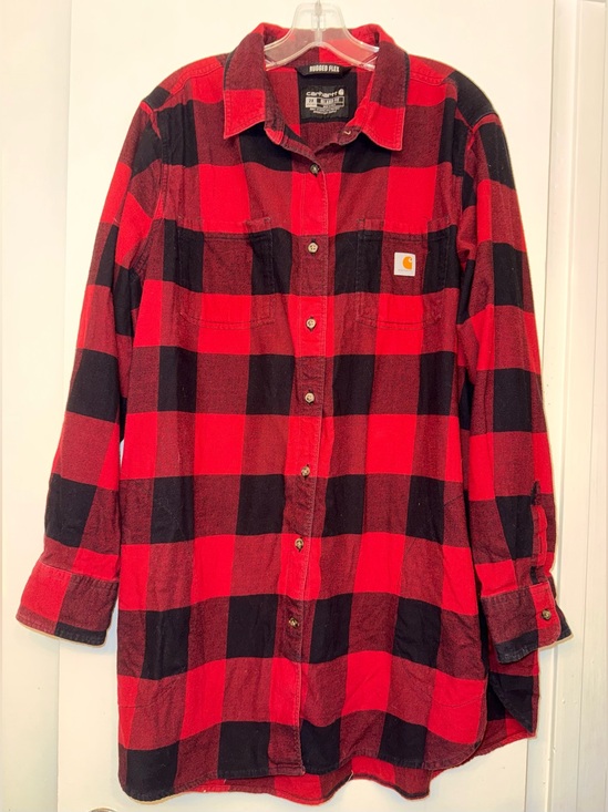 Carhartt Tops - Carhartt Women's Rugged Flex Relaxed Fit Flannel Long-Sleeve Plaid Tunic 2X